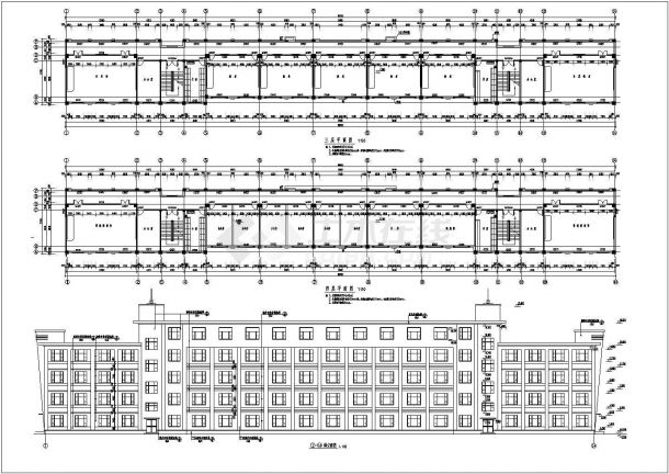 乌海某中学五层框架结构教学楼建筑设计方案图纸-图二