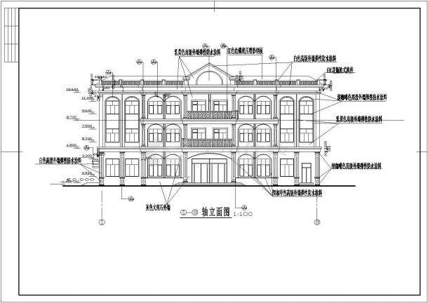 某公司三层框架结构综合楼建筑设计方案图纸-图一