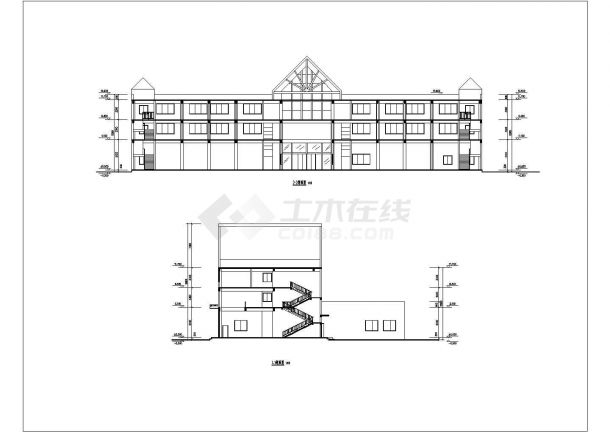 某地3层框架结构消防站建筑设计方案图纸-图二