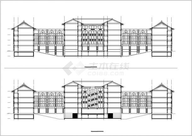 【厦门】某知名高校中式风格五层教学楼建筑方案图-图二