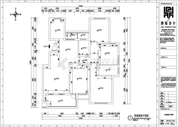 无锡剪力墙结构住宅室内装修设计方案图（三居室）-图一