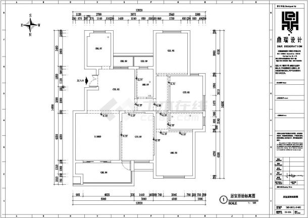 无锡剪力墙结构住宅室内装修设计方案图（三居室）-图二