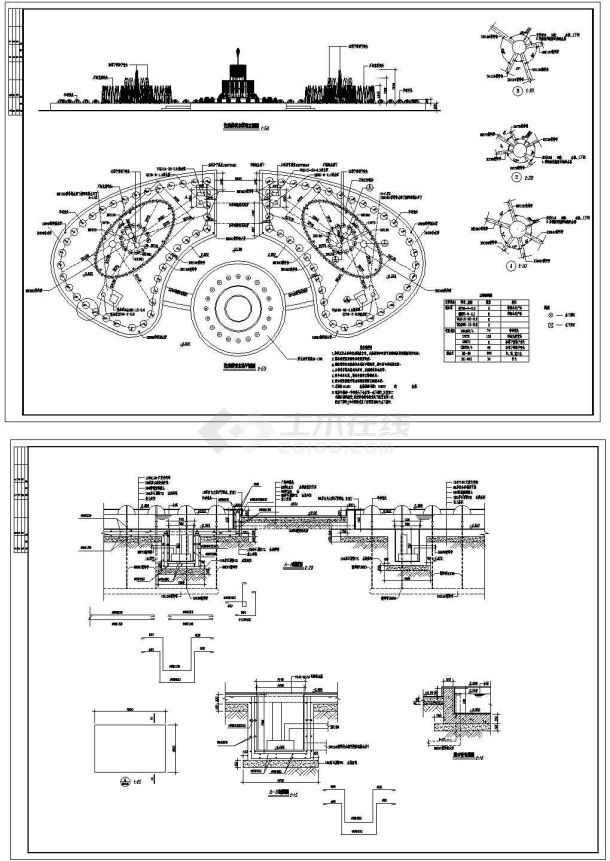 喷水池施工设计cad详图-图一