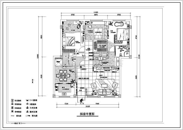某地框架结构住宅室内装修设计施工图（四居室）-图二