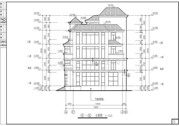 某地5层框架别墅住宅建筑设计施工图-图二