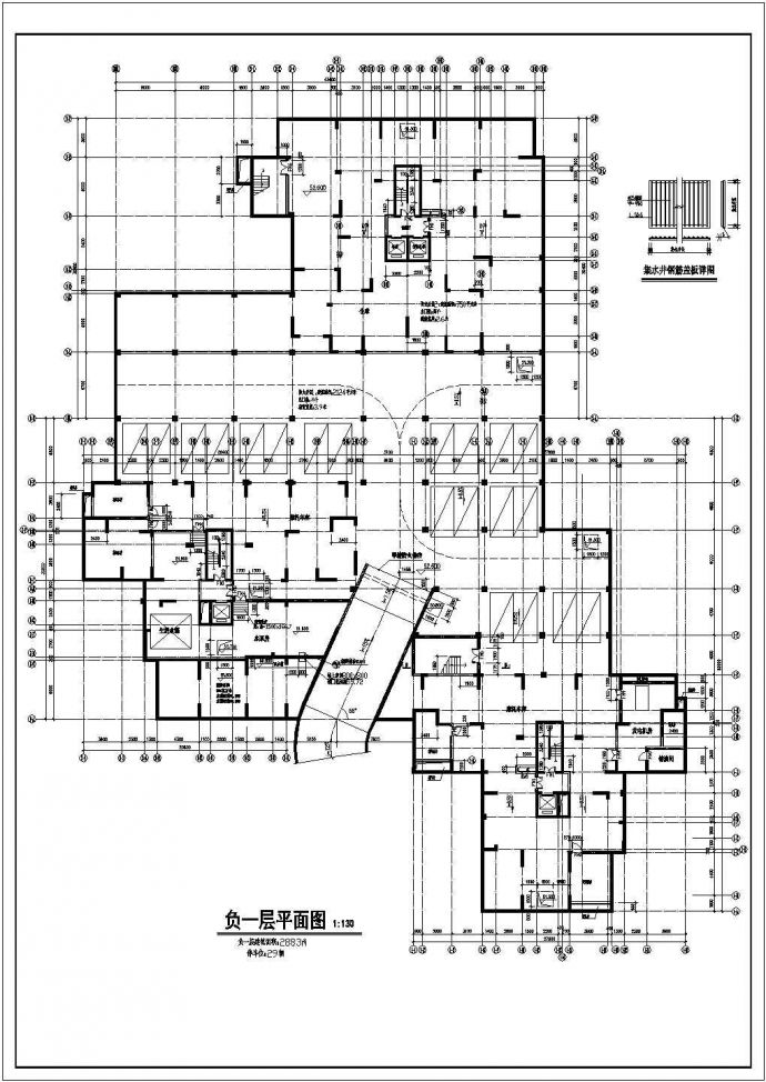 某地负一层地下室建筑设计方案图纸_图1