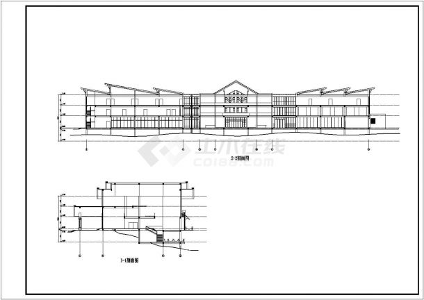 某地3层框架结构临河会所建筑设计方案图-图二