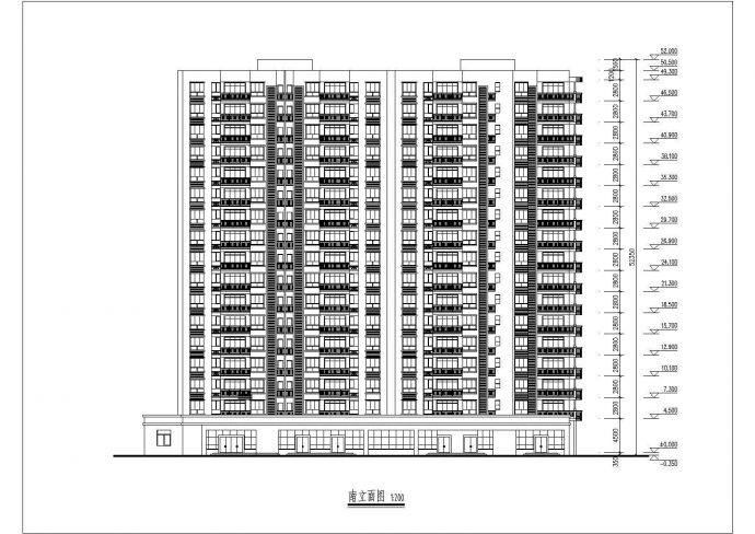 某地区18层高层住宅楼建筑方案图（一梯四户）_图1