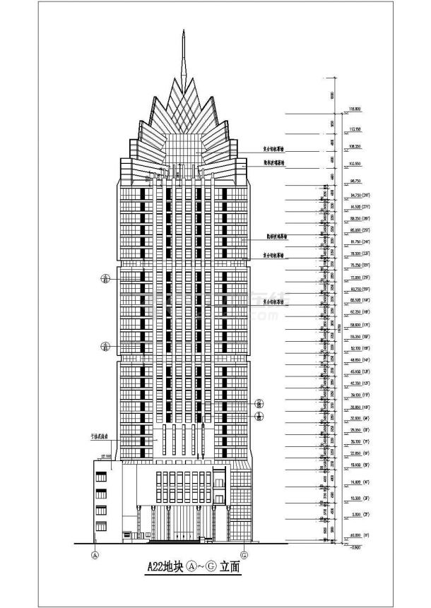 某地二十八层高层写字楼大厦建筑施工图-图一