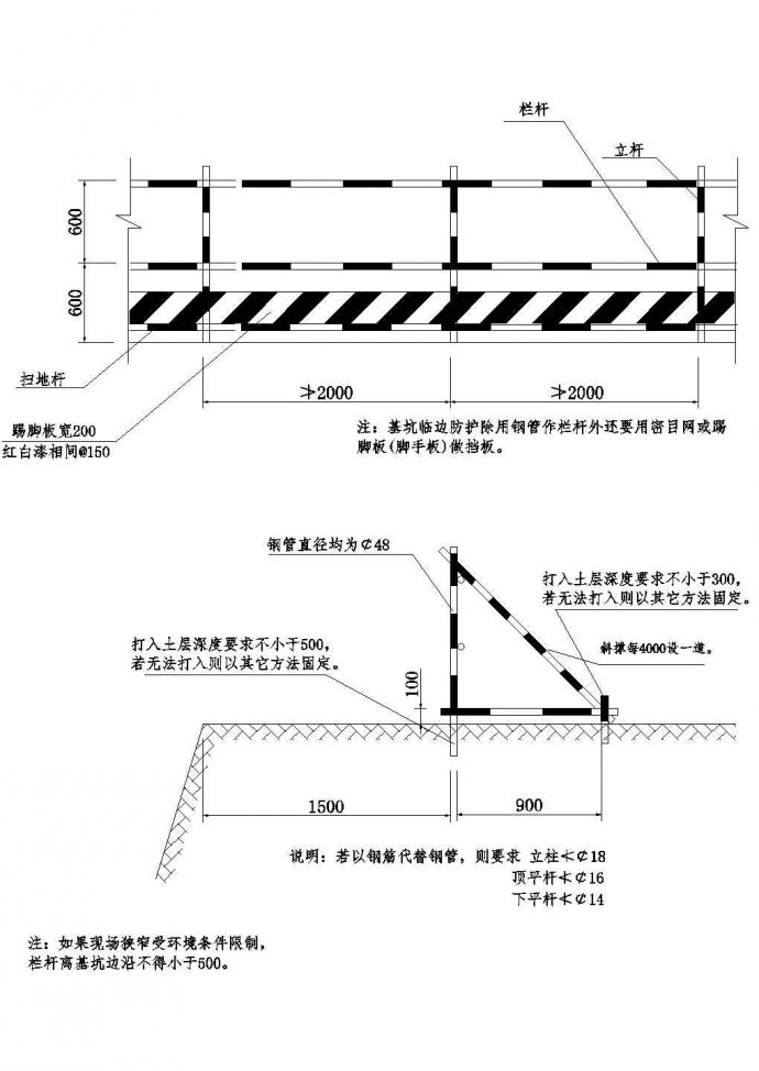基坑周边防护栏示意图CAD_图1