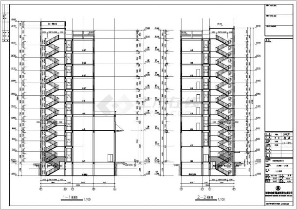 常德市9层框架结构办公楼建筑设计施工图-图一