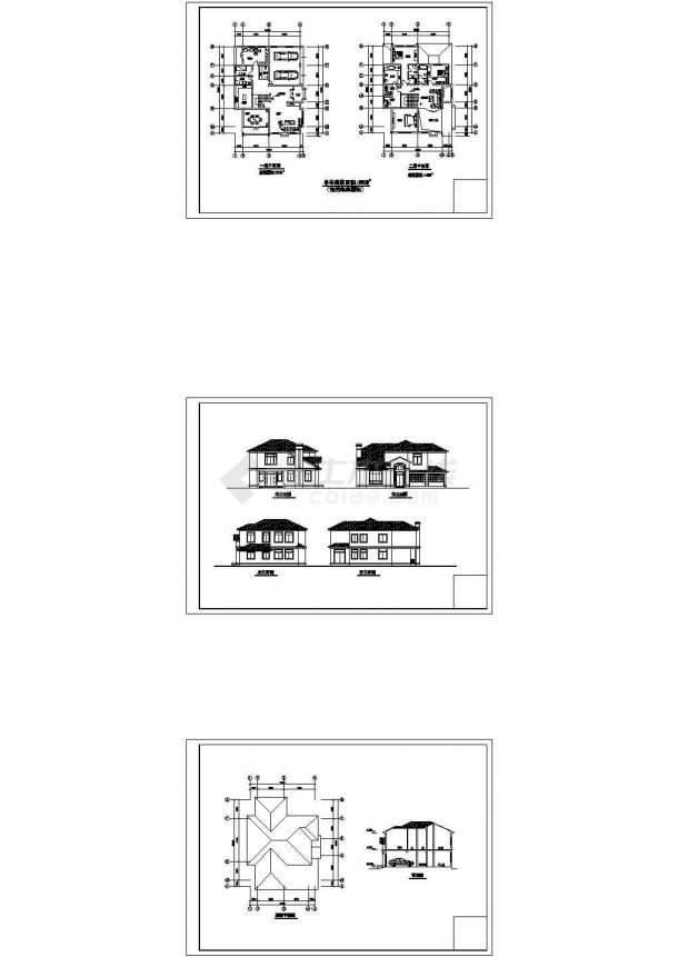 某350平独栋二层别墅CAD施工图-图一