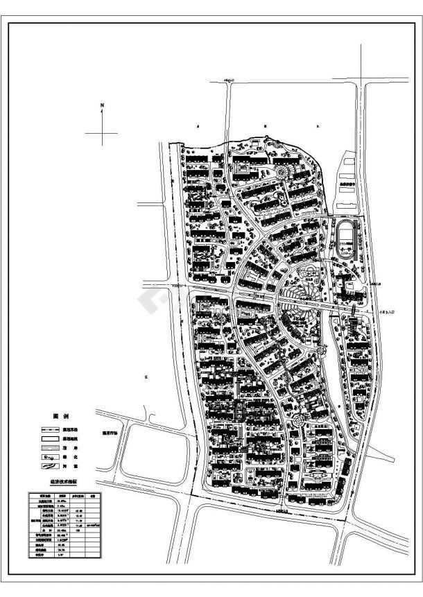 某24万方多层住宅小区规划总平面图纸-图一