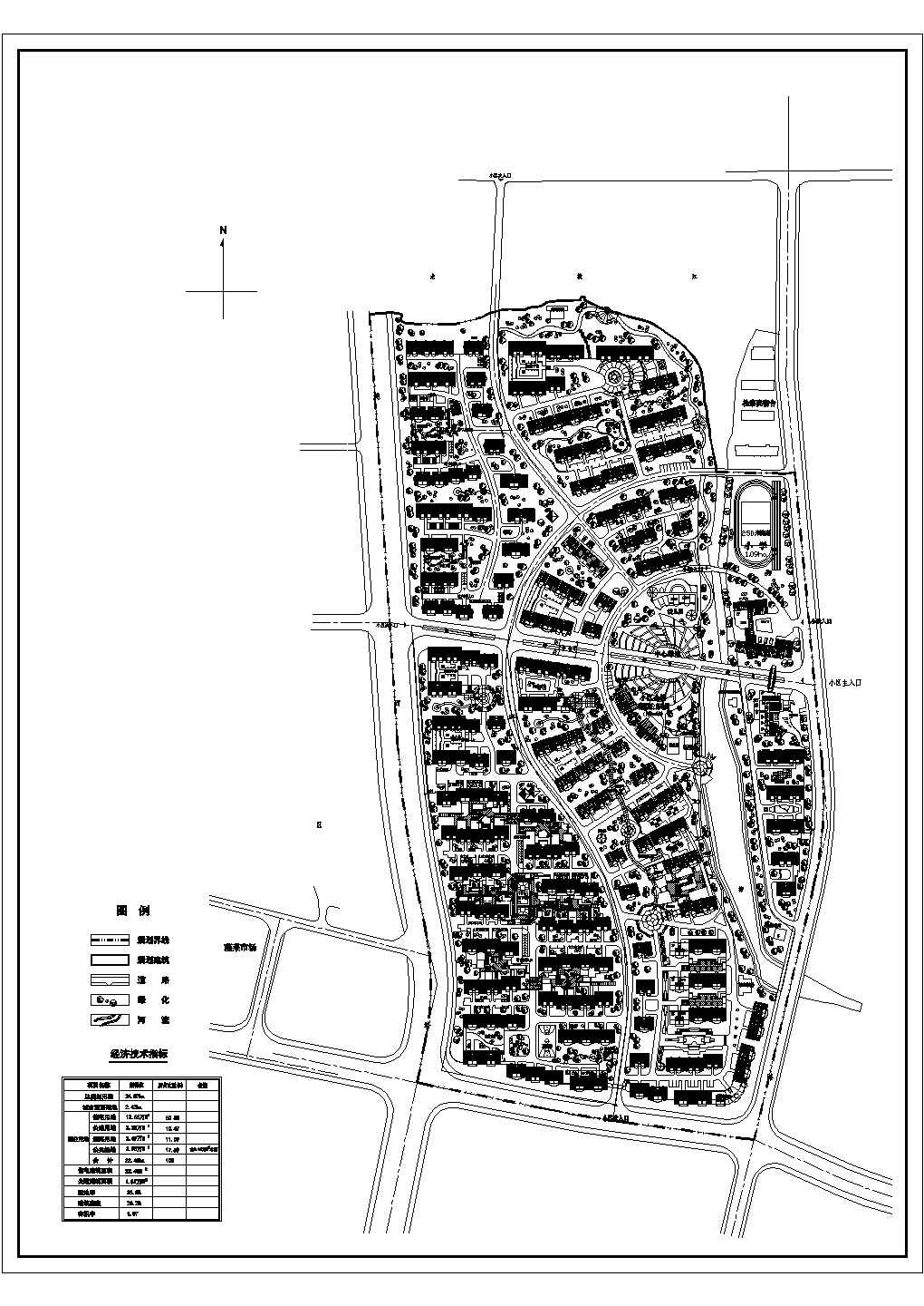 某24万方多层住宅小区规划总平面图纸