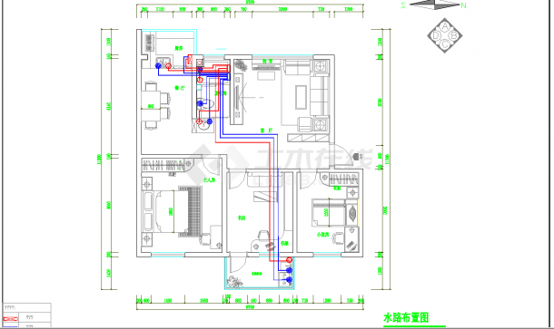 广州某简约现代三室两厅一卫装修图CAD图纸-图二