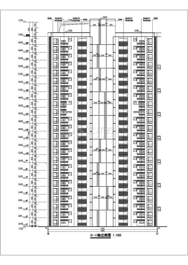 某地24层剪力墙结构建筑设计方案图-图一