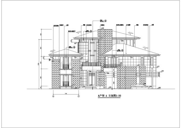 某地3层框架结构别墅建筑设计扩充图-图二