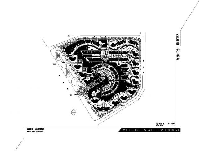 某住宅小区总体规划平面图纸（含多层高层商业街）_图1