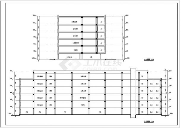 某地6层框架结构配套商业建筑设计方案图-图二