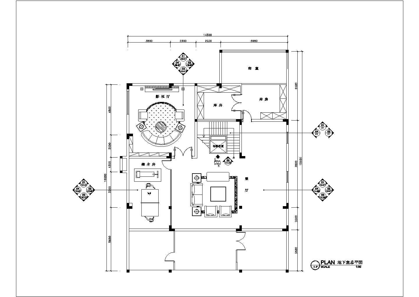 3层框架结婚别墅室内装饰设计施工图