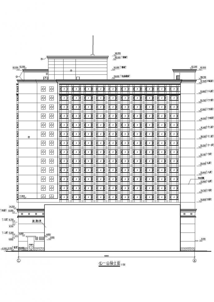 某十七层L型星级酒店建筑扩初设计图_图1