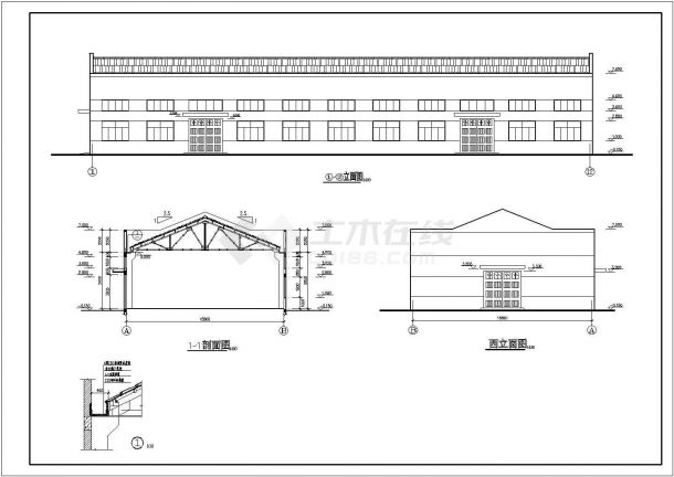 某单层排架厂房建筑及结构设计施工图-图一