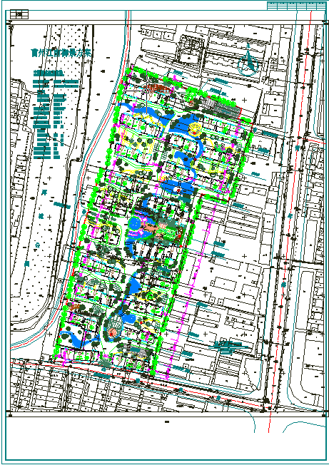 某5万平米长条地块居住区规划方案总平面图