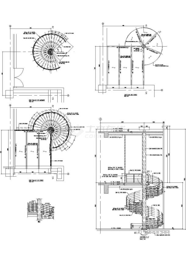 15个弧形楼梯CAD施工详图（含国外刚螺旋楼梯）-图一