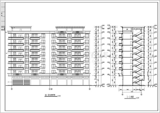 8层框架结构商住楼建筑方案设计图纸-图二