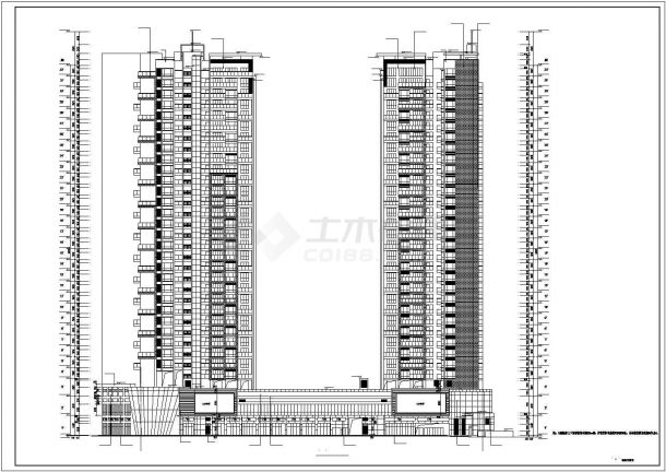 【深圳】某三十二层商住楼建筑设计方案图-图一