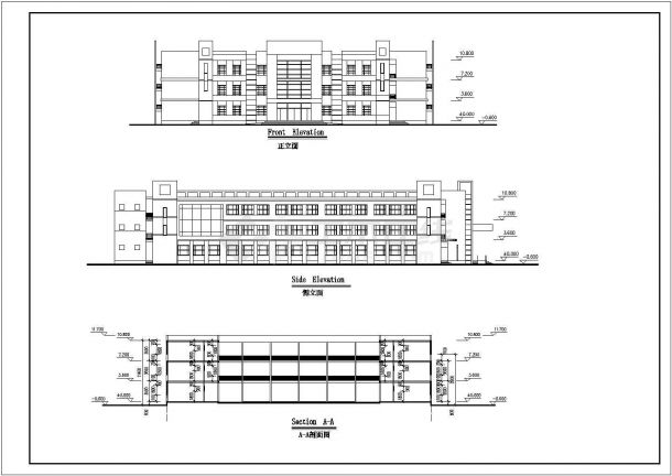 某中学三层三十二班教学楼建筑方案图（回字形）-图一