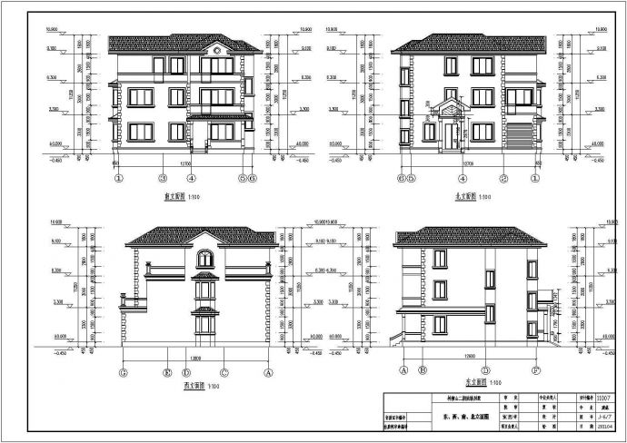 【淄博】某三层框架结构小别墅建筑设计方案图_图1