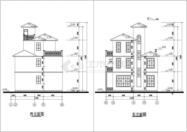 某地三层新型农村别墅建筑设计方案-图二