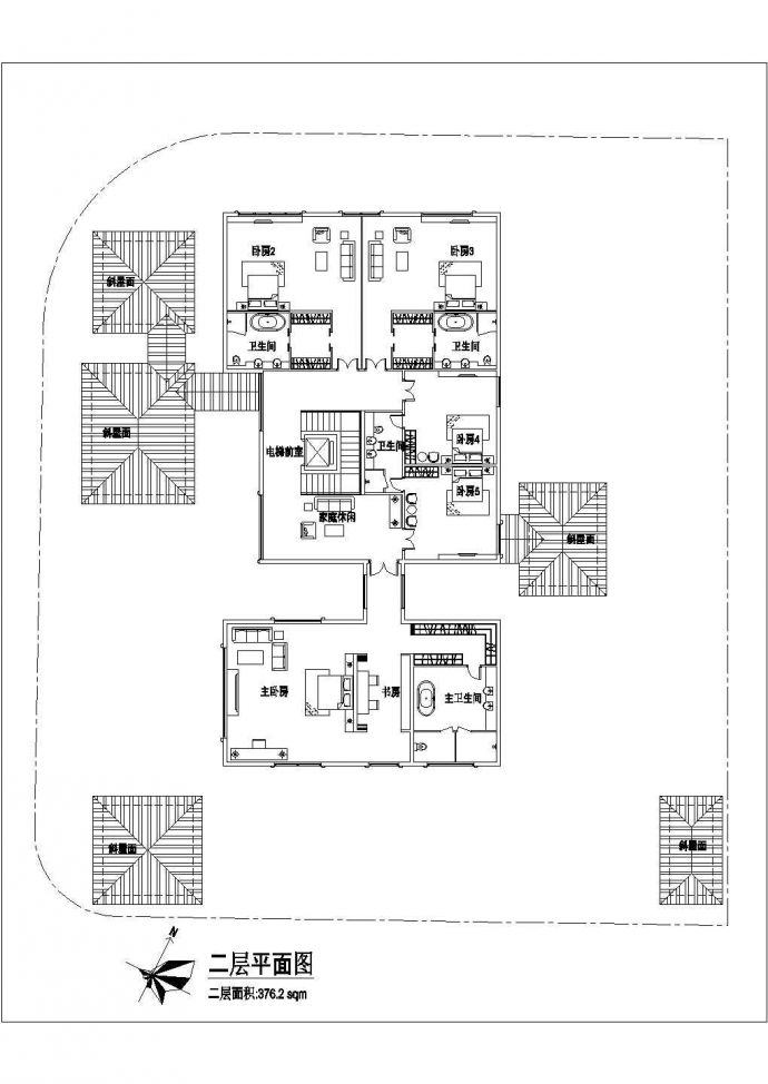 【新加坡】某二层豪华别墅建筑方案图_图1