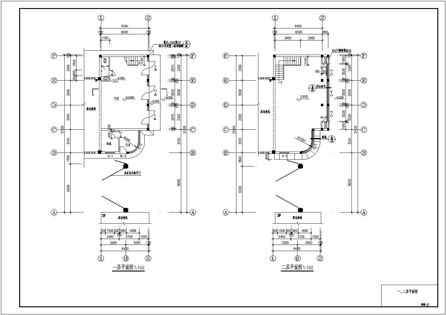 某地框架结构传达室和大门建筑结构设计施工图