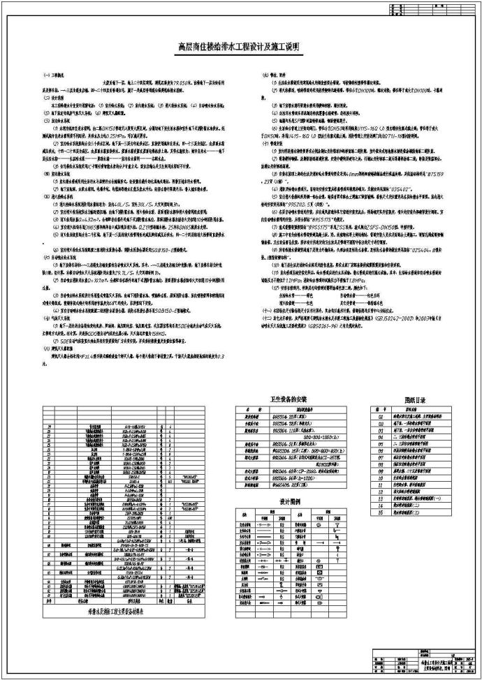 某二十四层大厦给排水及消防设计图纸_图1