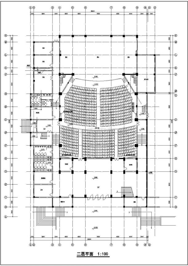 某学校三层多功能报告厅建筑方案图-图二