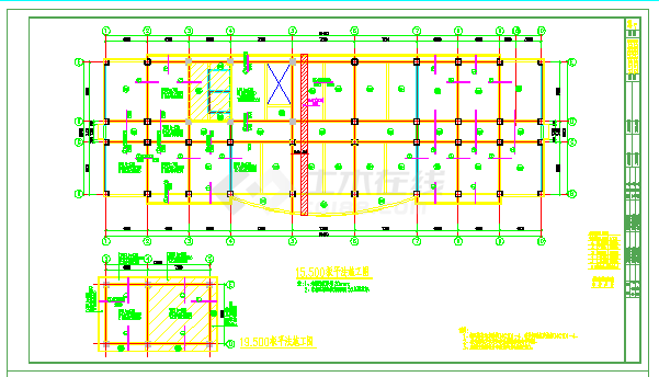 四层框架剪力墙结构办公楼结构施工图（含建筑图）-图一