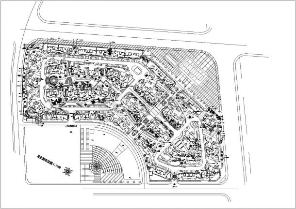 某地住宅小区规划平面设计图纸（含绿化）-图一