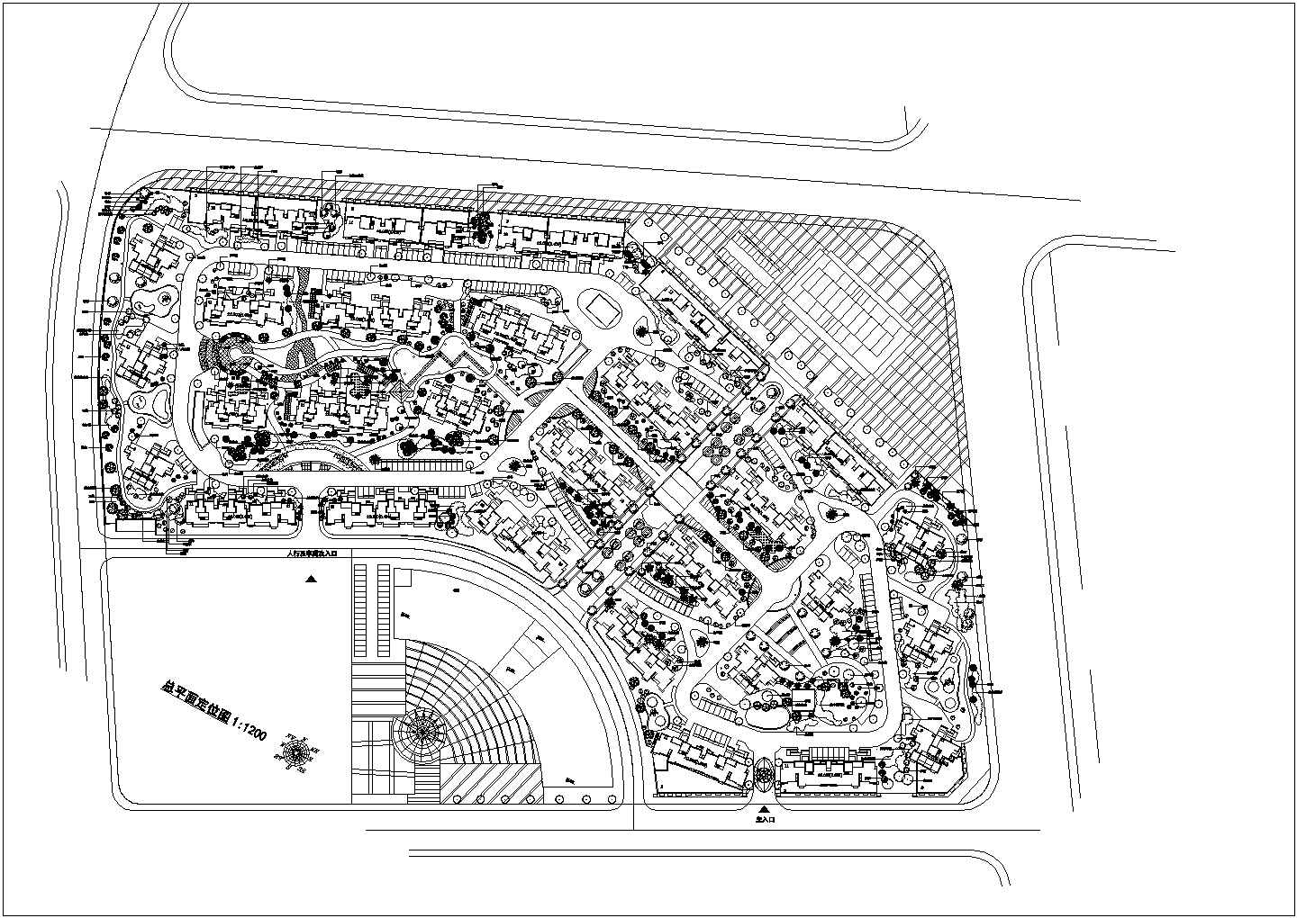 某地住宅小区规划平面设计图纸（含绿化）