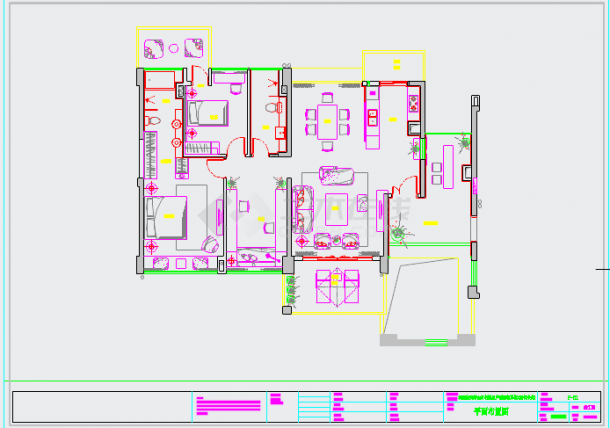 【深圳】现代中式风格两室两厅室内装修设计施工图-图一