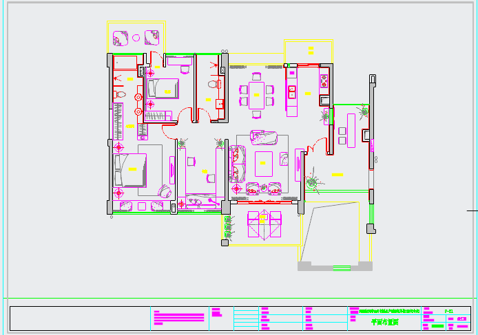 【深圳】现代中式风格两室两厅室内装修设计施工图