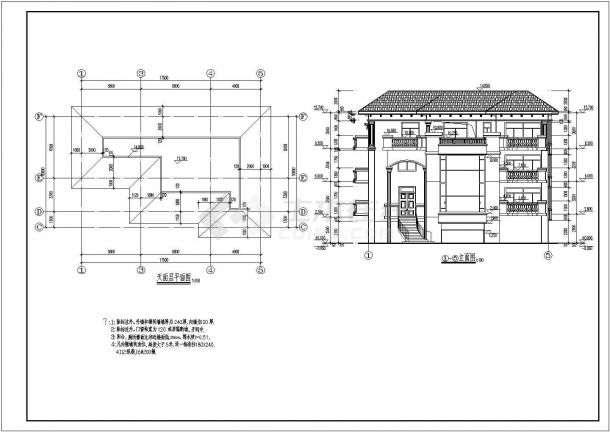 某地4层框架结构别墅建筑及结构施工图-图一