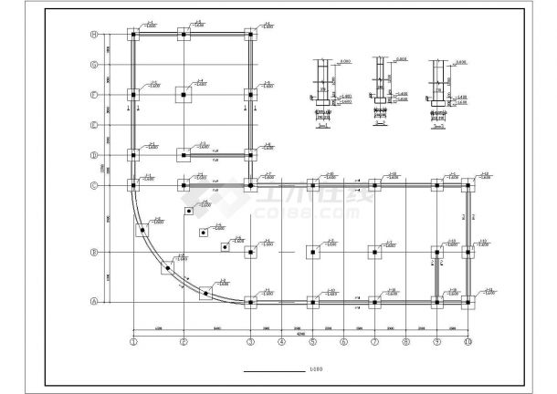 三层框架结构宾馆结构施工图（含建筑施工图 ）-图一