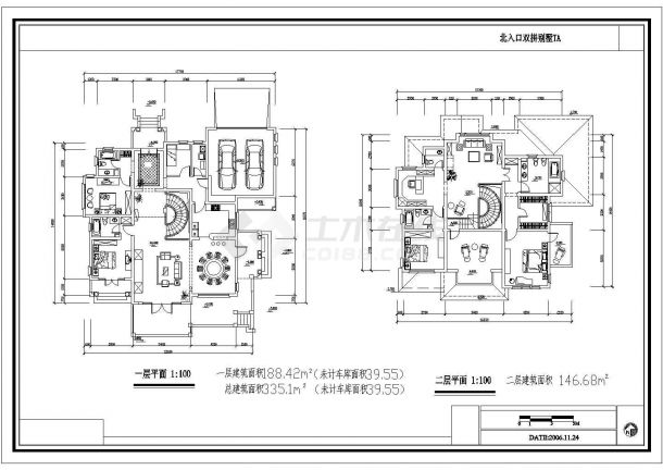 【武汉】某二层别墅建筑方案图设计-图一