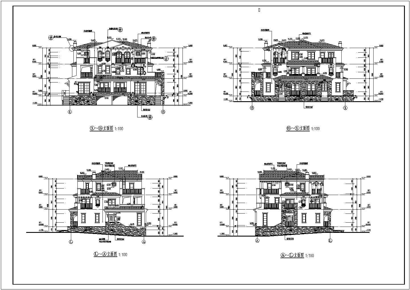 三层砖混结构双拼别墅建筑施工图纸
