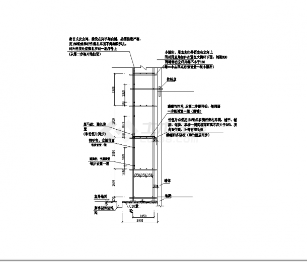 某地江苏某厂房脚手架剖面示意图CAD图纸-图一