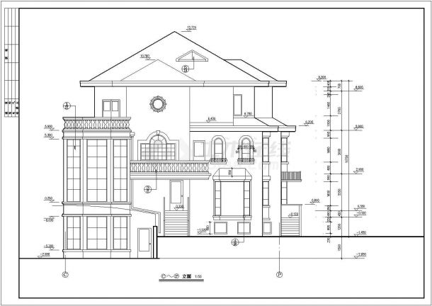 北京四层框架砖混结构豪华别墅建筑设计施工图-图一