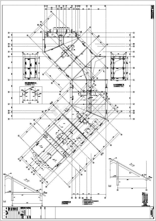 度假区钢混框架酒店结构施工图（含钢结构施工图）-图一