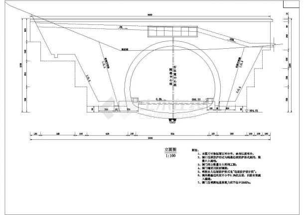 某隧道工程洞门全套设计CAD平剖立面图-图一